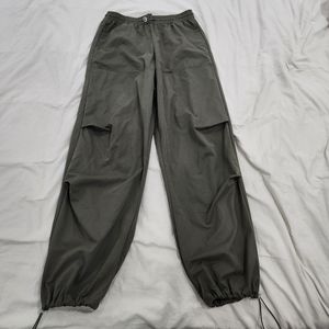 ZARA army green cargo parachute pants